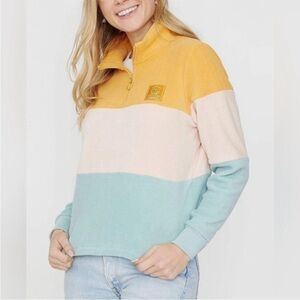Ivory Ella‎ Fleece 1/4 zip colorblock sweatshirt Size Small Y2K Casual Cozy Warm